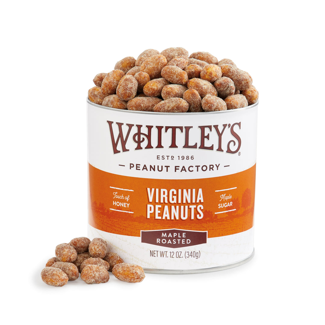 Case 12 - 12 oz. Tins Maple Roasted Virginia Peanuts