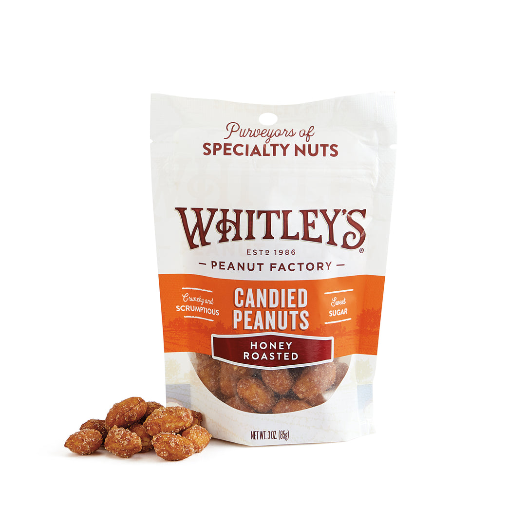 Case 12 - 3 oz. Pouch Bags Honey Roasted Virginia Peanuts