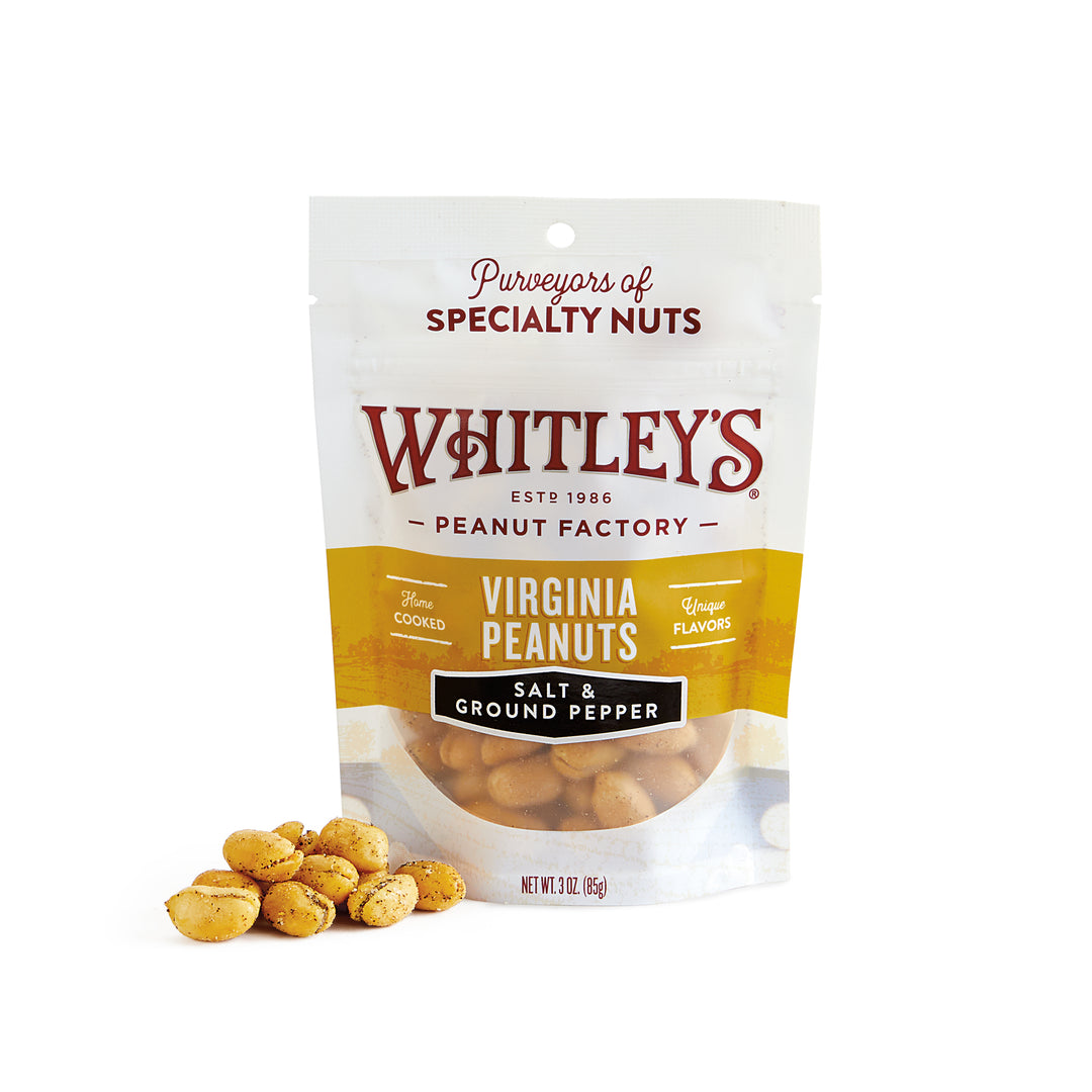 Case 12 - 3 oz. Pouch Bag Salt & Ground Pepper Virginia Peanuts