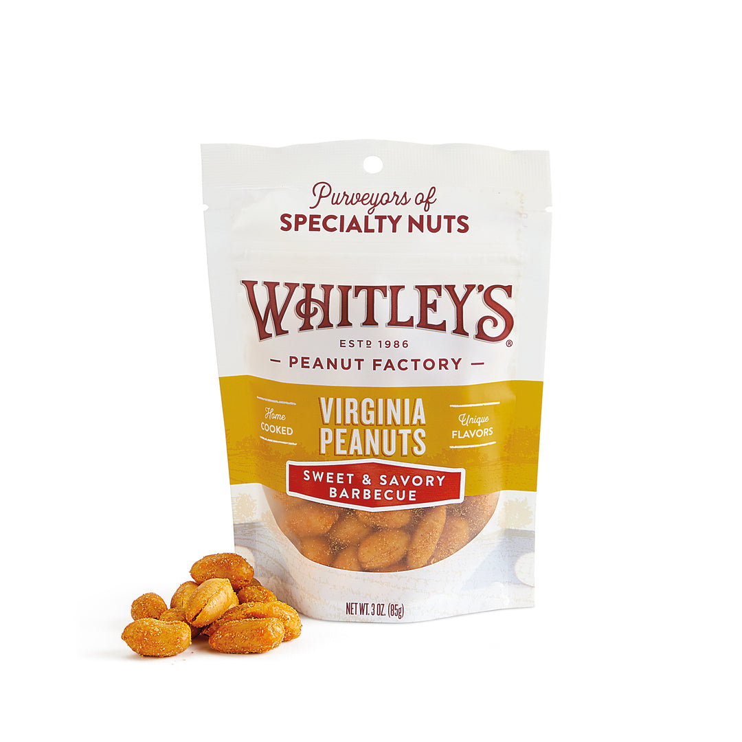 Case 12 - 3 oz. Pouch Bags Sweet & Savory Barbecue Virginia Peanuts
