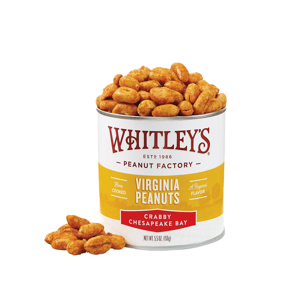 Case 20 - 5.5 oz. Tins Crabby Chesapeake Bay Virginia Peanuts