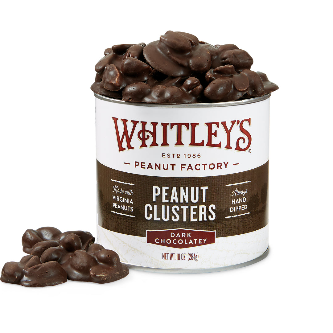 Case 12 - 10 oz. Tins Dark Chocolatey Covered Peanut Clusters