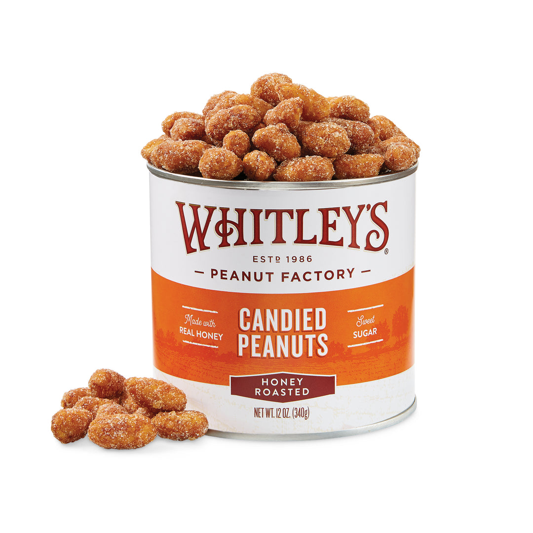 Case 12 - 12 oz. Tins Honey Roasted Virginia Peanuts