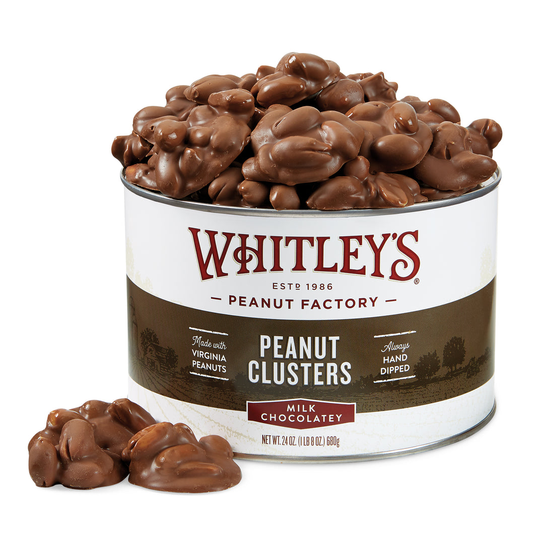 Case 12 - 24 oz. Tins Milk Chocolatey Covered Peanut Clusters