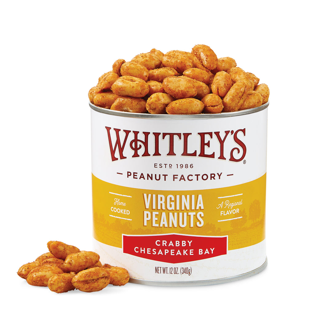 Case 12 - 12 oz. Tins Crabby Chesapeake Bay Virginia Peanuts