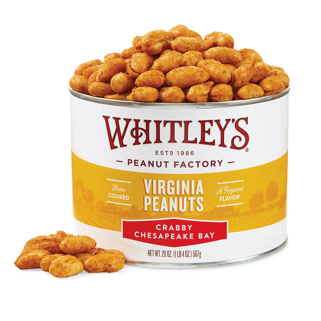 Case 12 - 20 oz. Tins Crabby Chesapeake Bay Virginia Peanuts