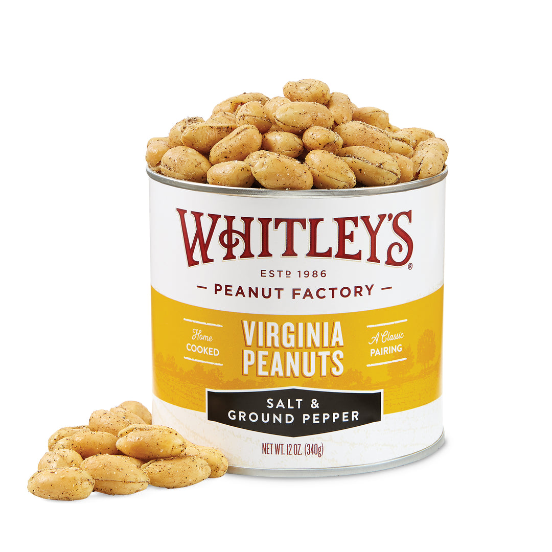Case 12 - 12 oz. Tins Salt & Ground Pepper Virginia Peanuts