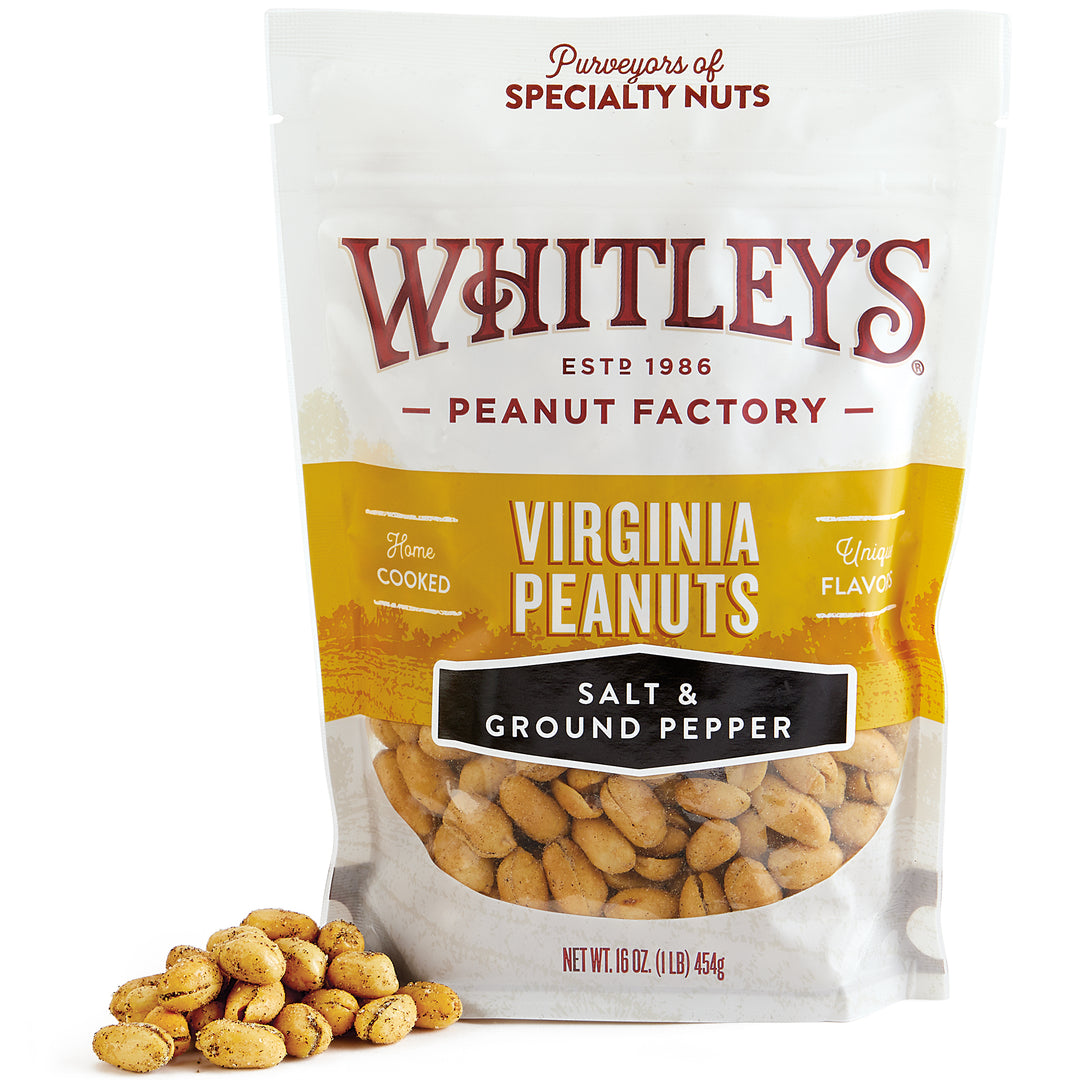 Case 11 - 16 oz. Pouch Bag Salt & Ground Pepper Virginia Peanuts