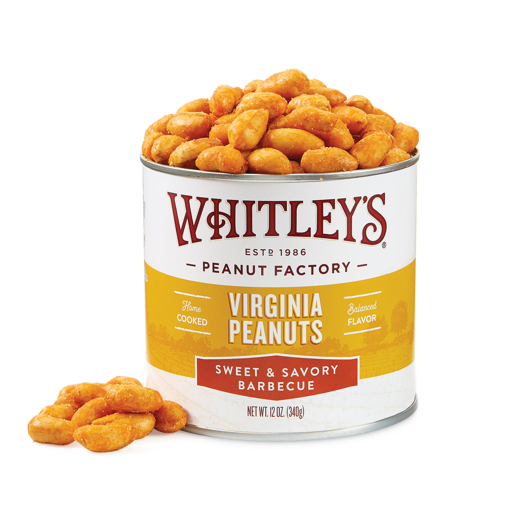 Case 12 - 12 oz. Tins Sweet & Savory Barbecue Virginia Peanuts