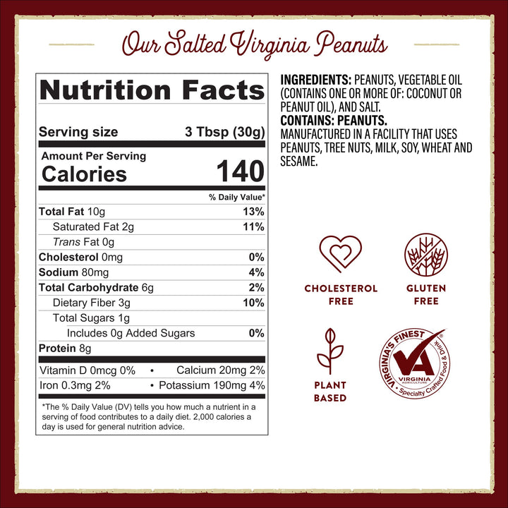 Case 2/12.5 lb. Vacuum Pack Salted Virginia Peanuts