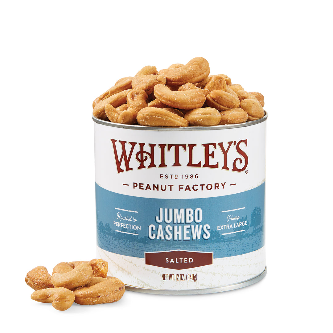 Case 12 - 12 oz. Tins Salted Jumbo Cashews