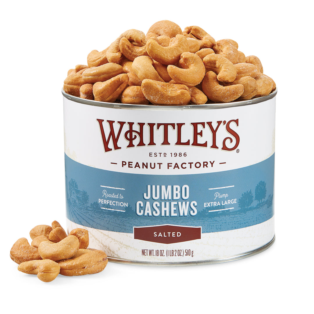 Case 12 - 18 oz. Tins Salted Jumbo Cashews